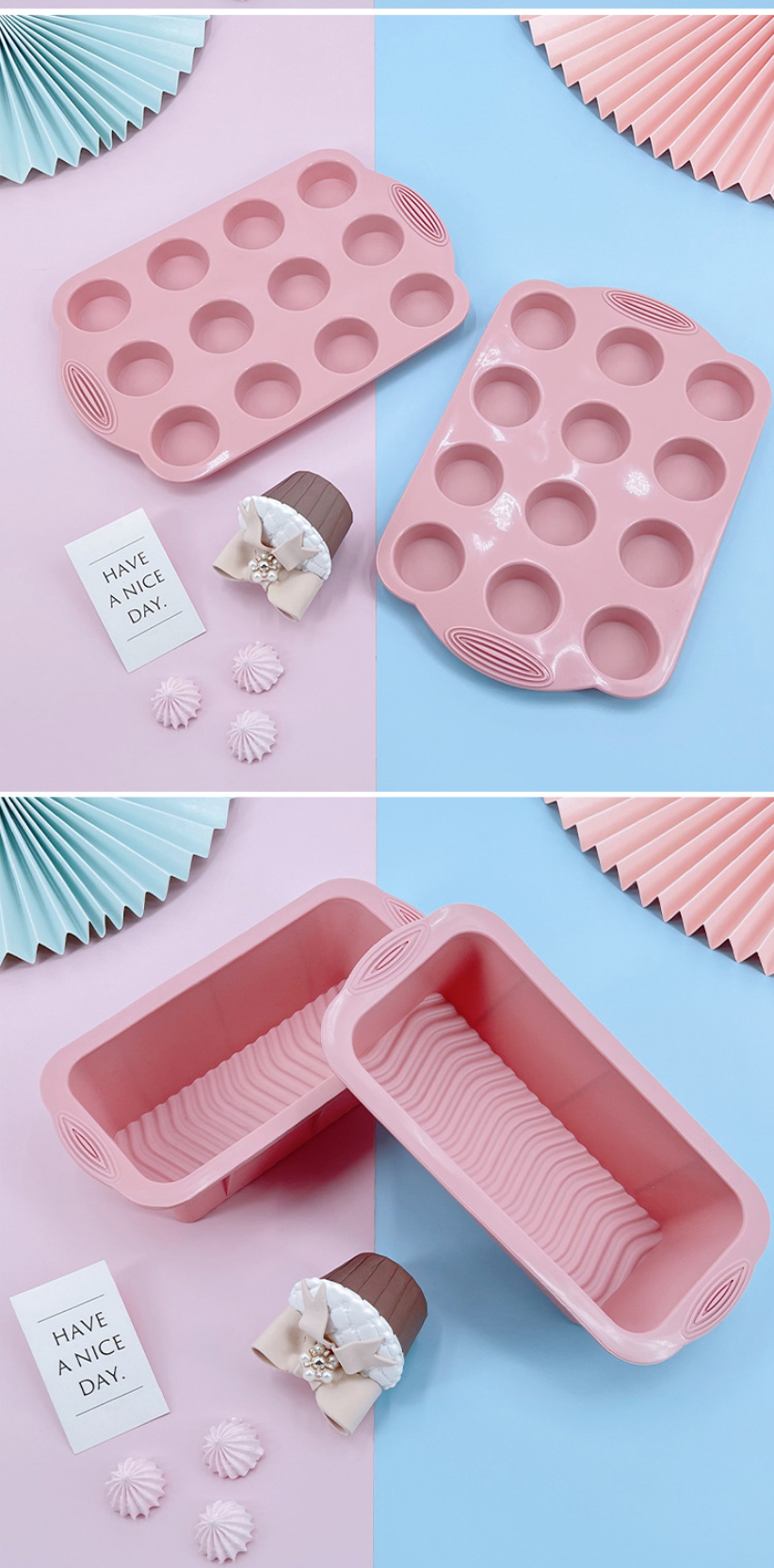 6 Piece Silicone Bakeware Set Premium Silicone Molds Round Cake Pan Loaf Toast Bread Pan Mini Muffin Pan Cake Mould Set