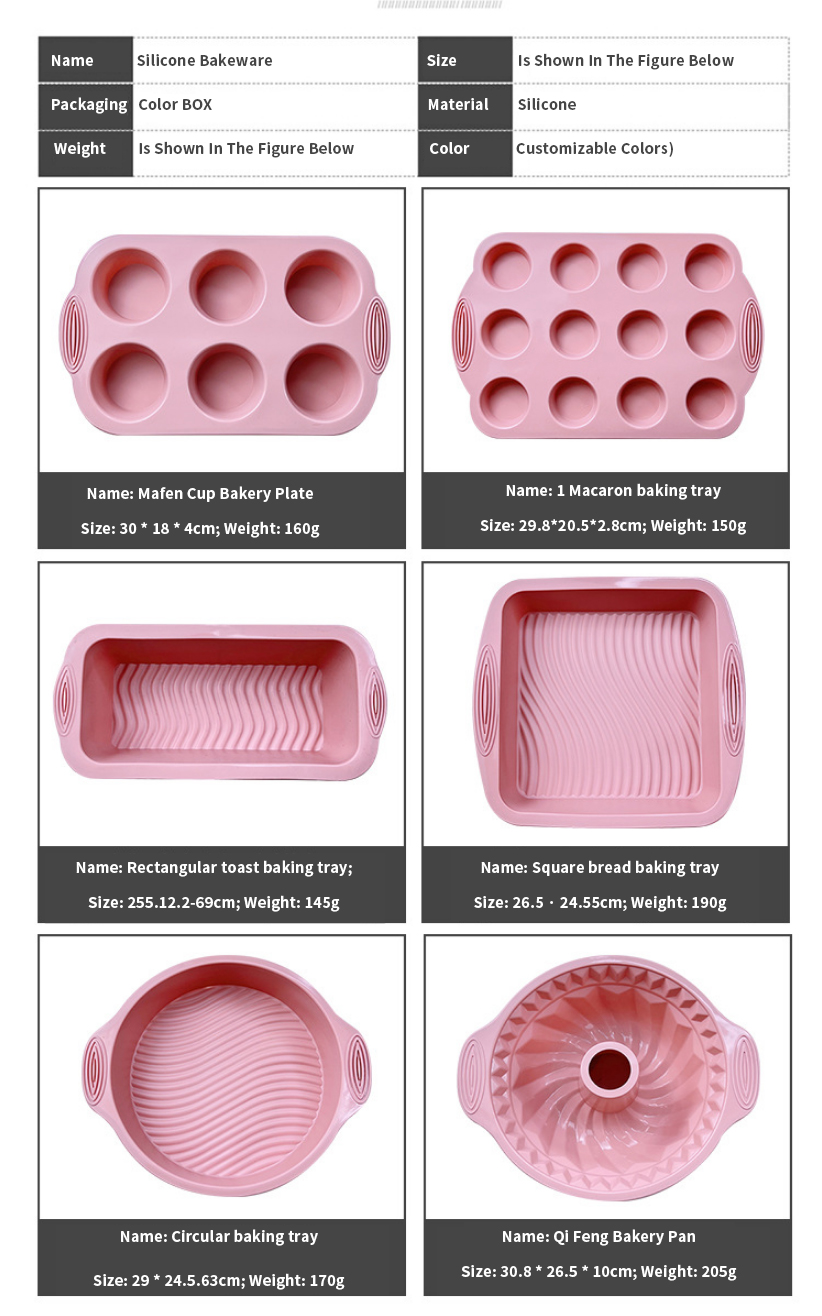6 Piece Silicone Bakeware Set Premium Silicone Molds Round Cake Pan Loaf Toast Bread Pan Mini Muffin Pan Cake Mould Set
