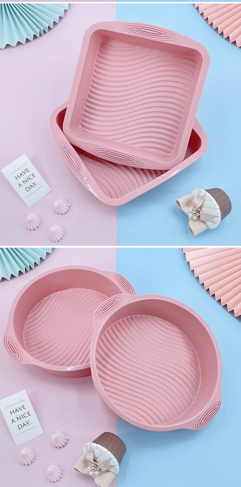 6 Piece Silicone Bakeware Set Premium Silicone Molds Round Cake Pan Loaf Toast Bread Pan Mini Muffin Pan Cake Mould Set