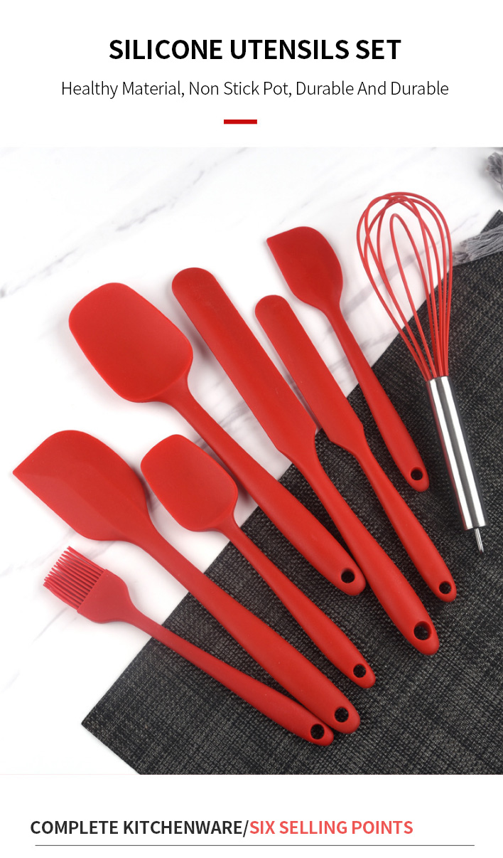 8 Piece Non-Stick Spatula Oil Brush Food Grade Silicone Kitchenware Utensils Set Baking Cooking Utensils Set