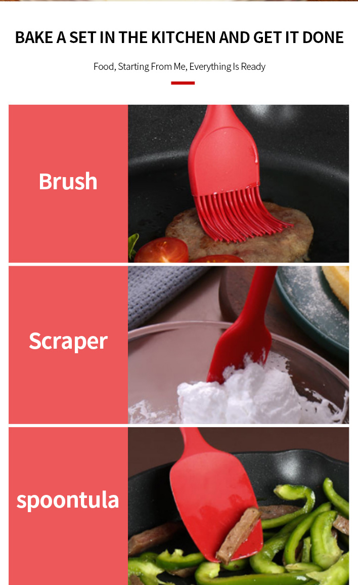 8 Piece Non-Stick Spatula Oil Brush Food Grade Silicone Kitchenware Utensils Set Baking Cooking Utensils Set