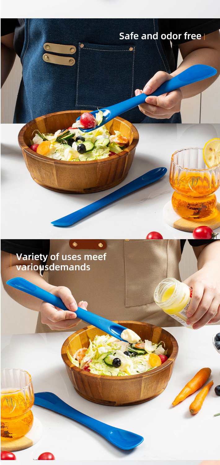 Factory Customized Wholesale Food Grade Kitchen Silicone Rubber Jam Small Tip Scraper Extra Long Handled Spatula