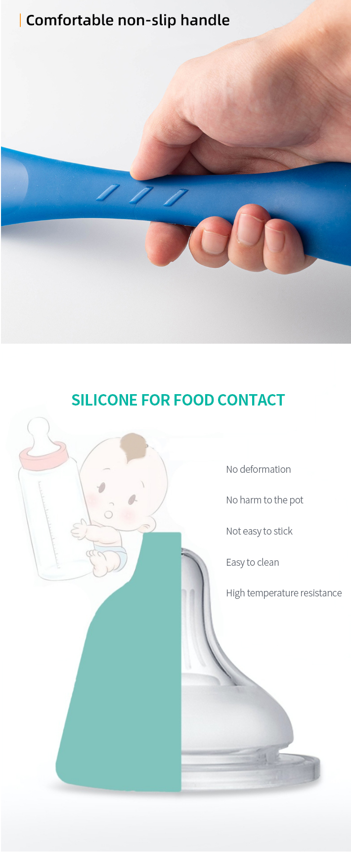 Factory Customized Wholesale Food Grade Kitchen Silicone Rubber Jam Small Tip Scraper Extra Long Handled Spatula