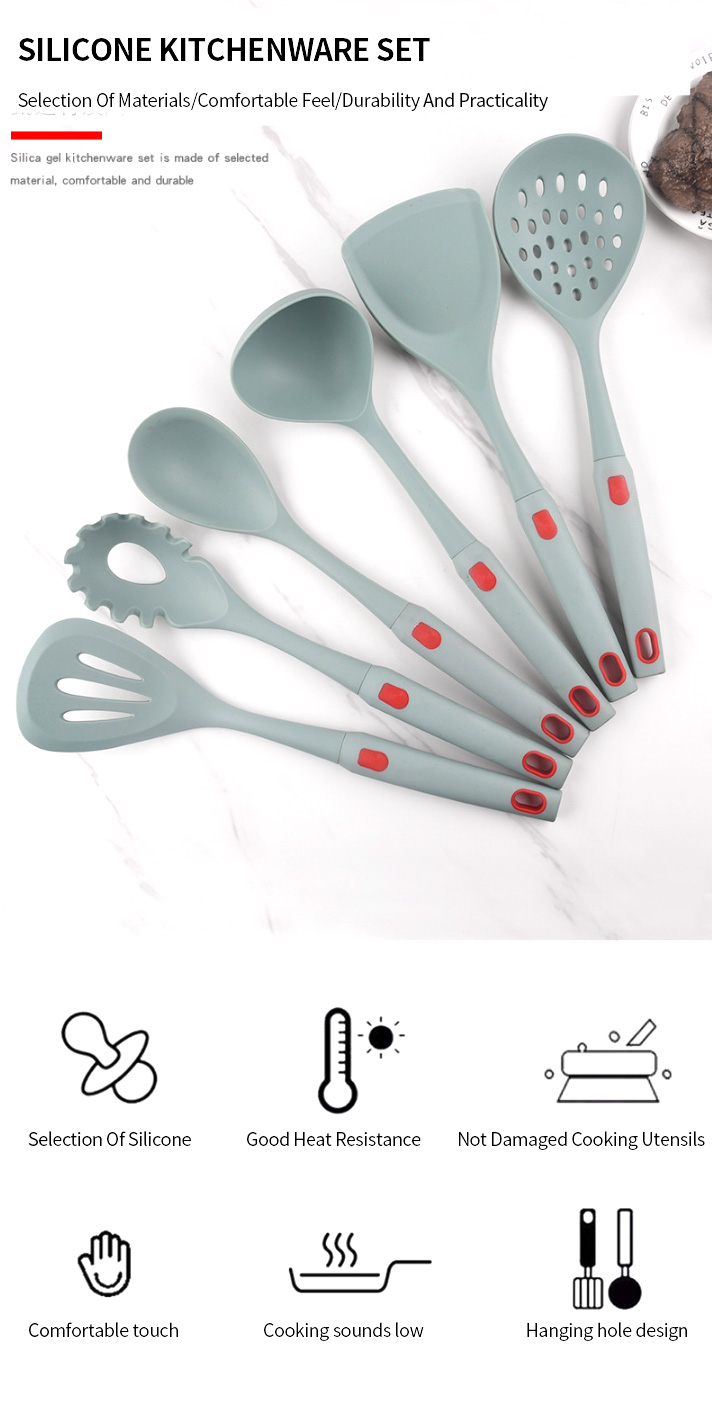 Complete Kitchen Utensil Set 6 Piece Non-Stick Cooking Silicone Kitchenware Kit kitchen utensils
