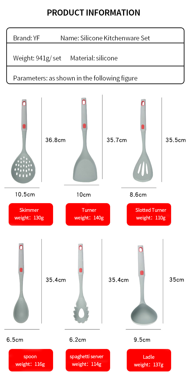 Complete Kitchen Utensil Set 6 Piece Non-Stick Cooking Silicone Kitchenware Kit kitchen utensils