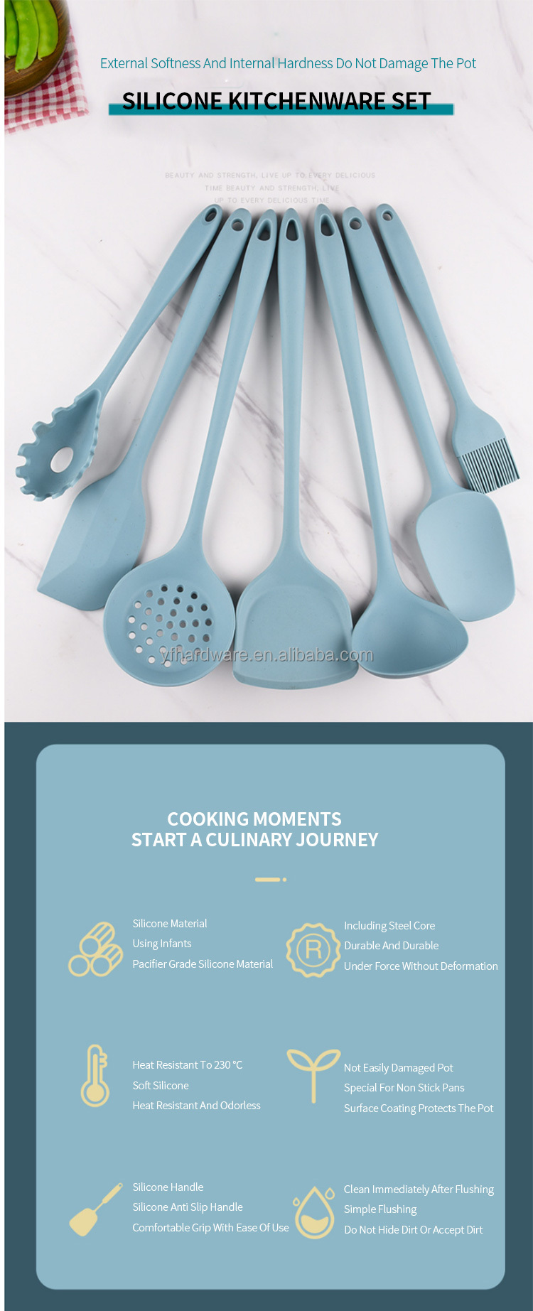 High Quality Kitchen Accessories Cooking Tools Bulk Stocked Luxurious Cooking Kitchen Utensils Set