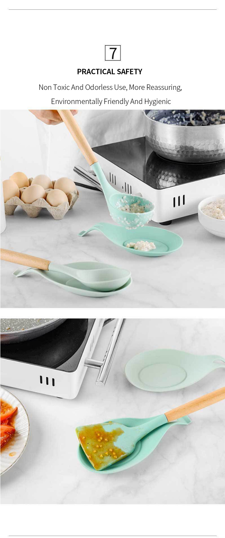 Silicone use spoon pad kitchenware pad heat insulation means easy cleaning spoon pad kitchen supplies