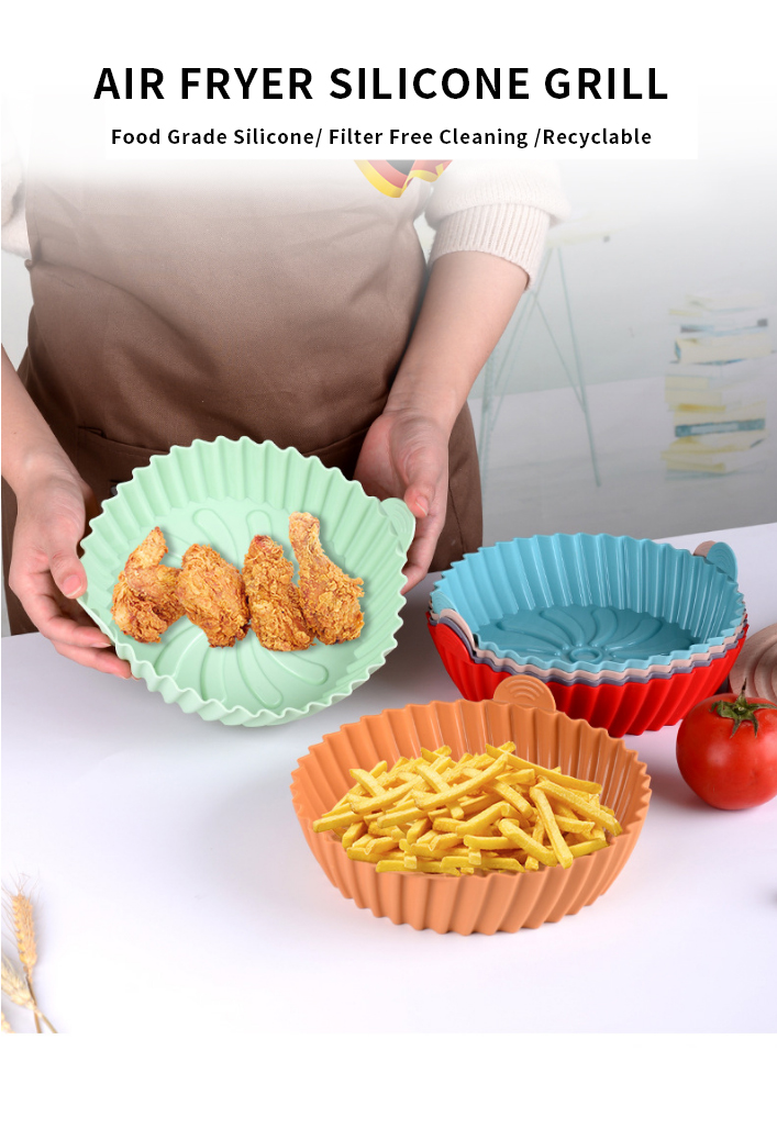 110G Silicone Air Fryer Pot Bake Dish Foldable Baking Pan Tools Pastry Tools Silicone Air Fryer Liners For Kitchen With Tray