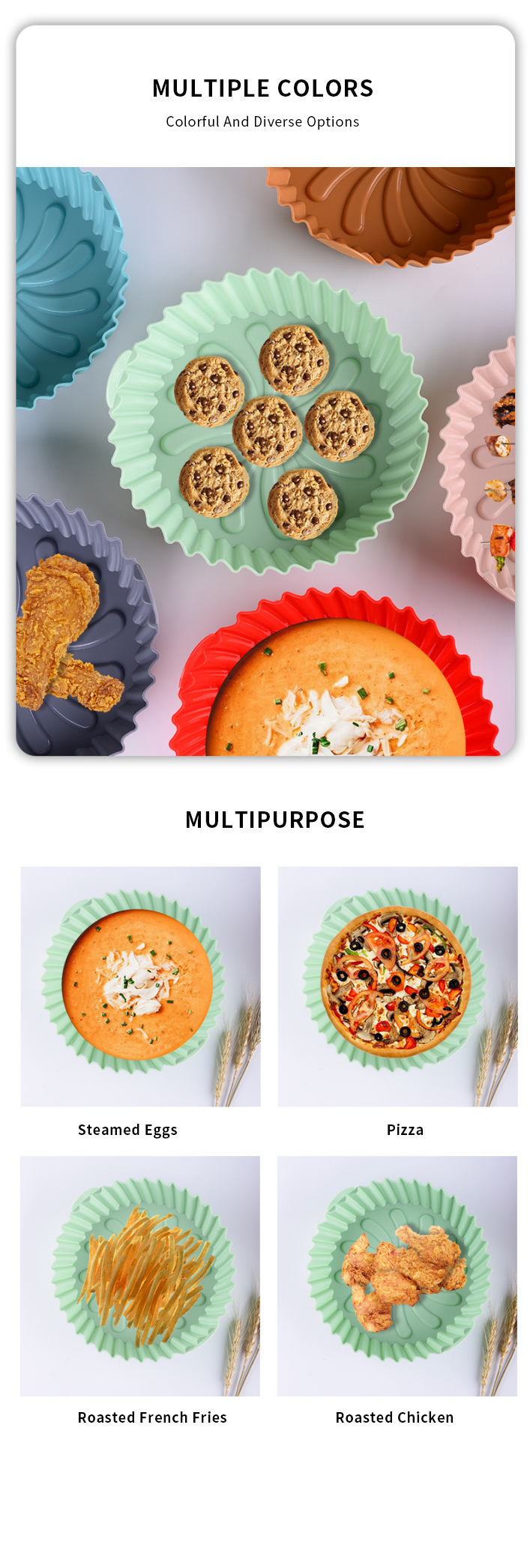 110G Silicone Air Fryer Pot Bake Dish Foldable Baking Pan Tools Pastry Tools Silicone Air Fryer Liners For Kitchen With Tray