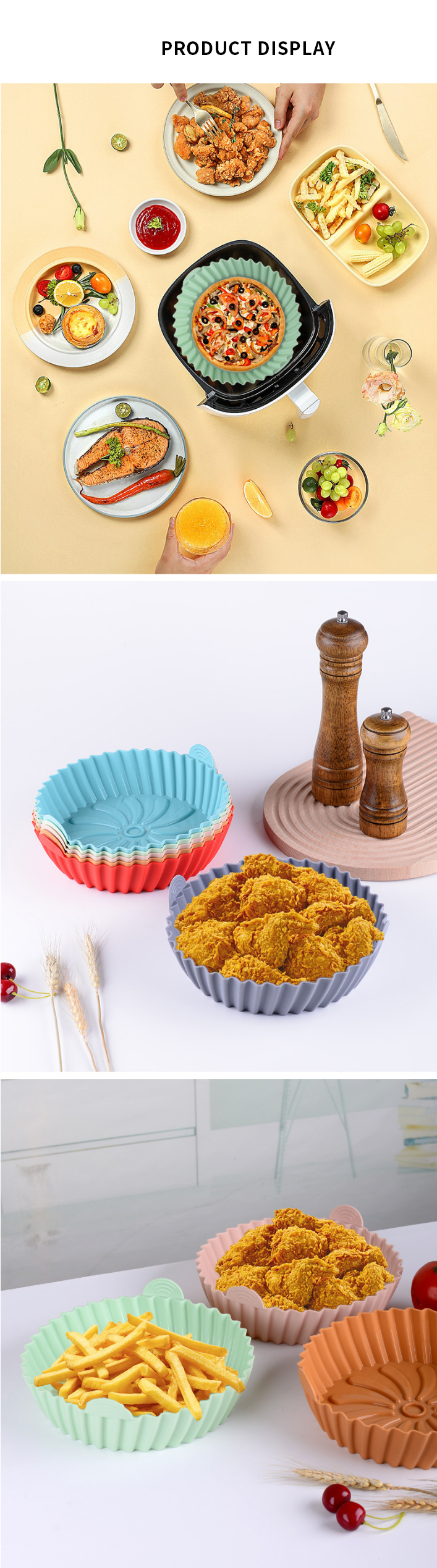 110G Silicone Air Fryer Pot Bake Dish Foldable Baking Pan Tools Pastry Tools Silicone Air Fryer Liners For Kitchen With Tray