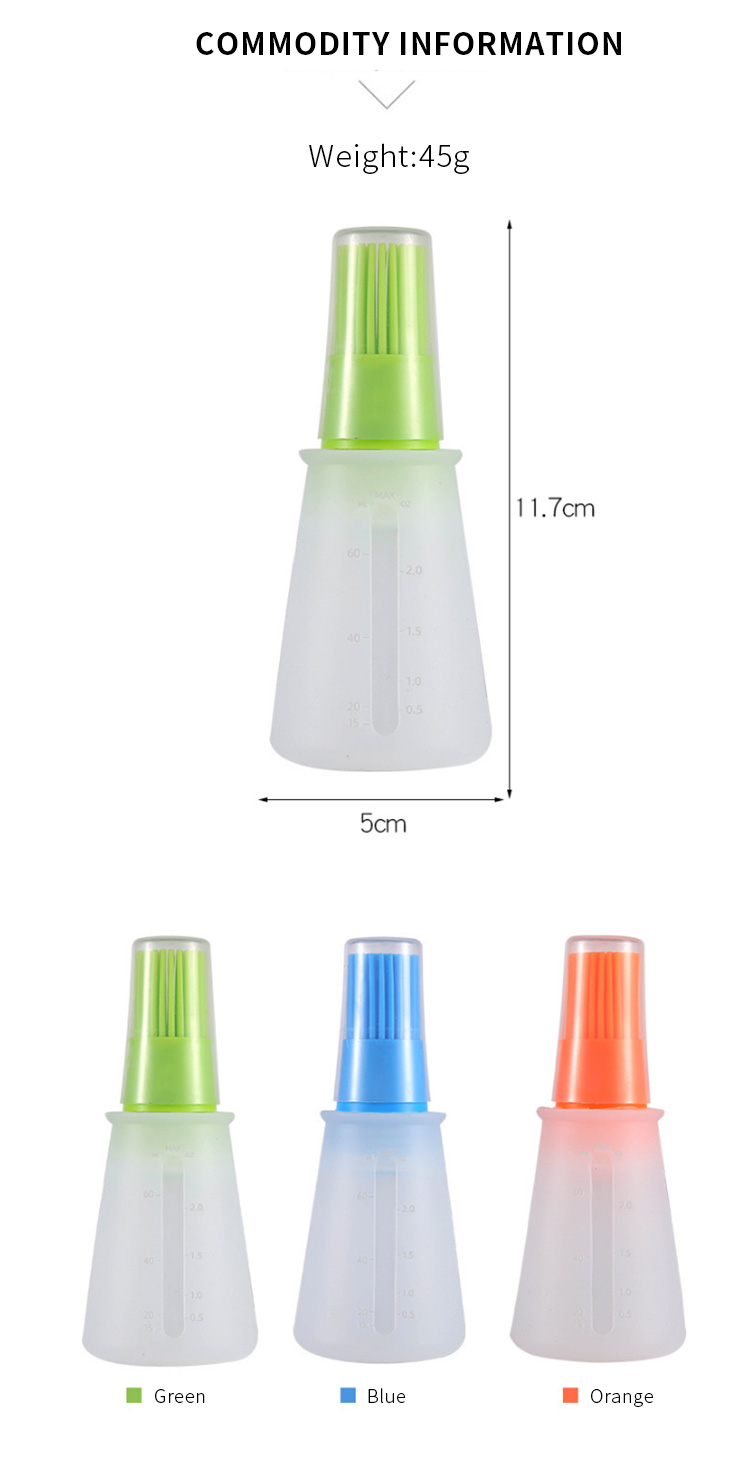 New Design ECO-friendly Brush On The Lid Silicone Cooking Oil Bottle Kitchen Oil Bottle