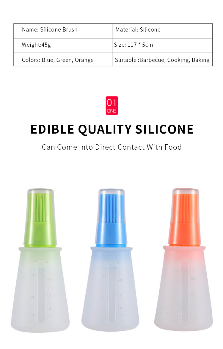 New Design ECO-friendly Brush On The Lid Silicone Cooking Oil Bottle Kitchen Oil Bottle