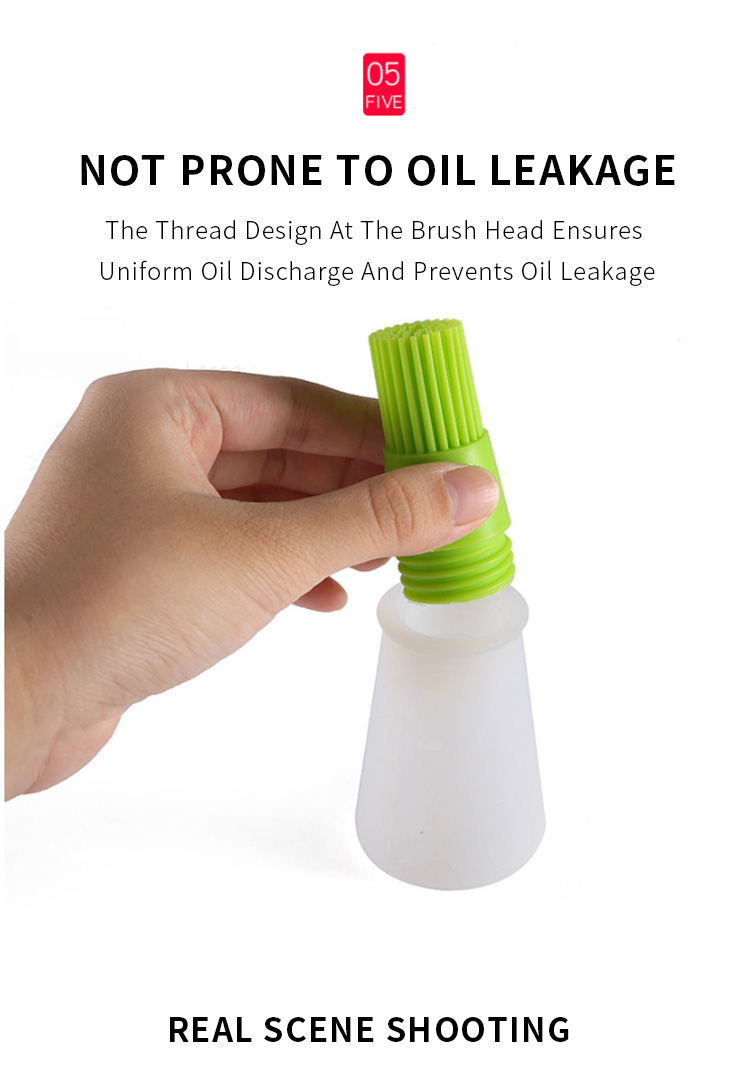 New Design ECO-friendly Brush On The Lid Silicone Cooking Oil Bottle Kitchen Oil Bottle