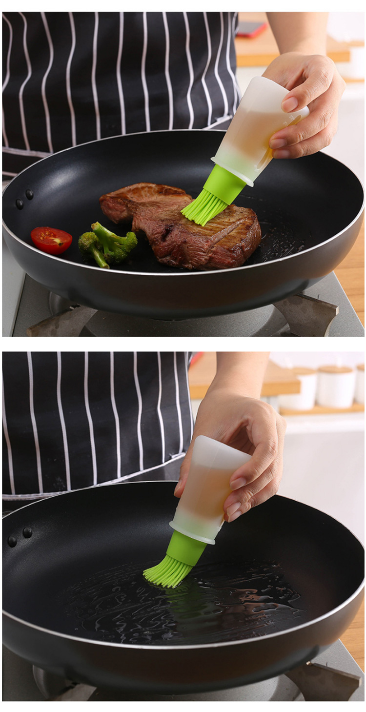 New Design ECO-friendly Brush On The Lid Silicone Cooking Oil Bottle Kitchen Oil Bottle