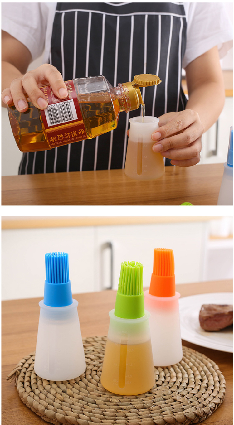 New Design ECO-friendly Brush On The Lid Silicone Cooking Oil Bottle Kitchen Oil Bottle