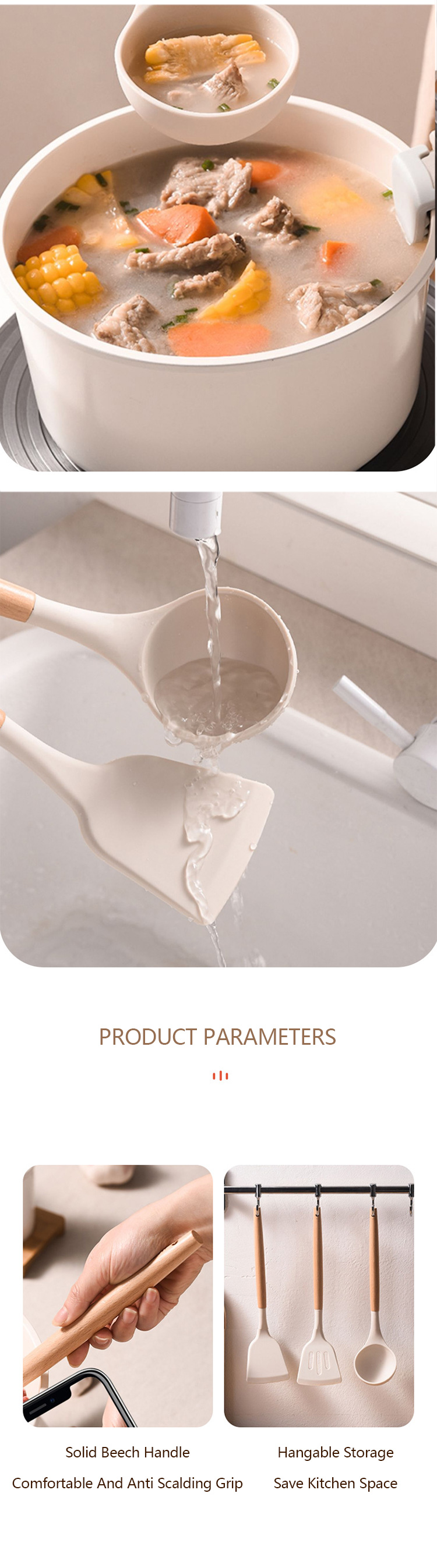 Wholesale smart kitchen utensils kitchenware 3pcs silicone kitchen accessories set for home