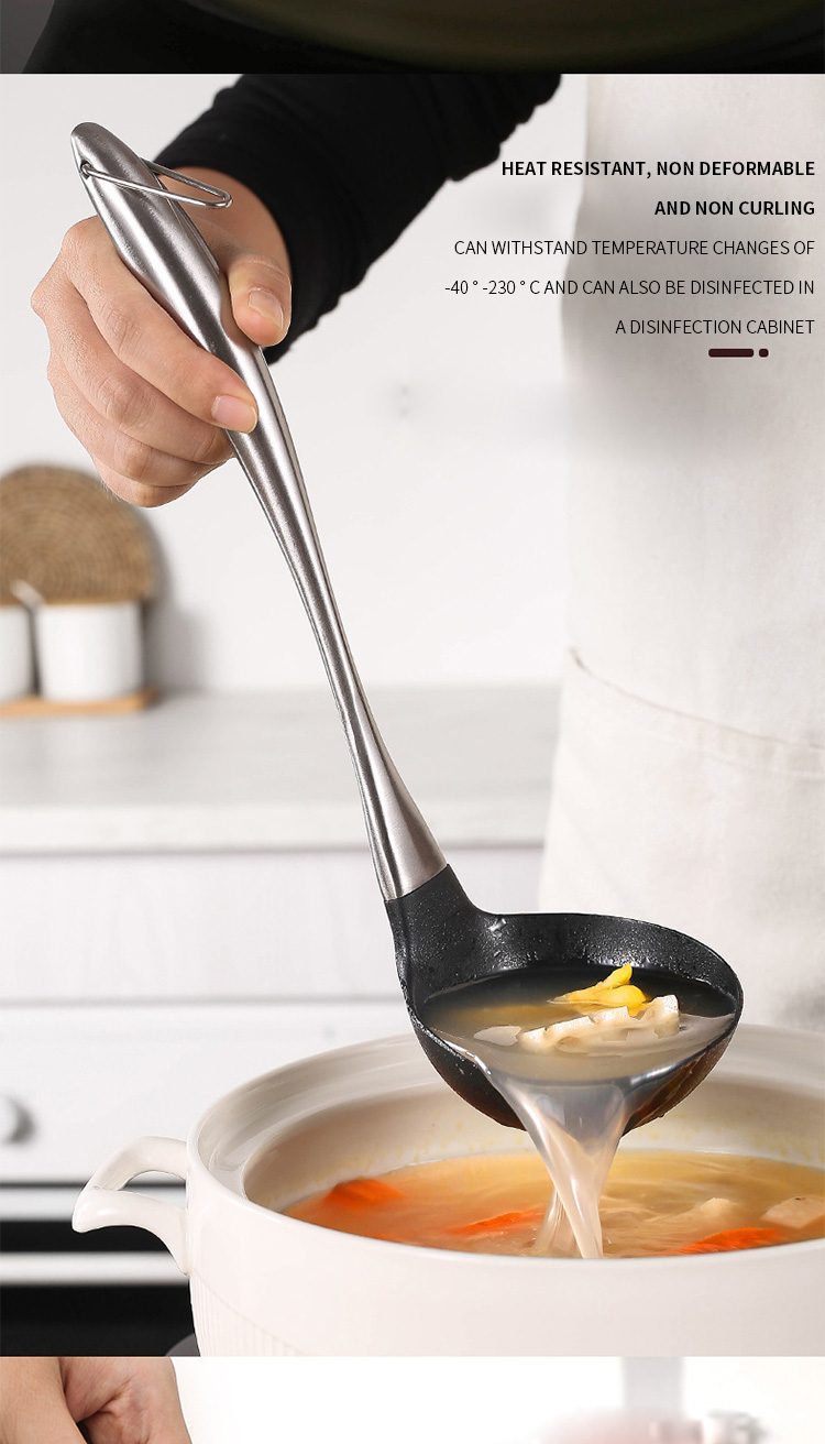 2 Piece Stainless Steel Handle Heat Resistance Innovation Black silicon kitchen tools set With Stainless Steel Core