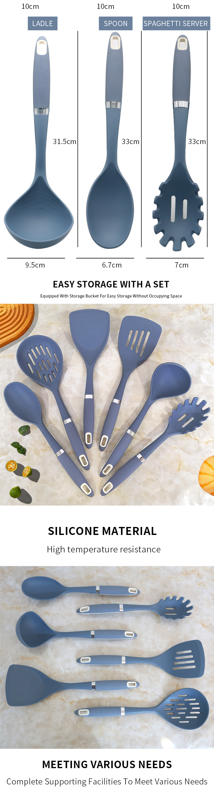 New Products Home And Kitchen Accessories 6pcs Heat Resistant Silicone Cooking Utensils Kitchen Set De Cuisine Wholesale