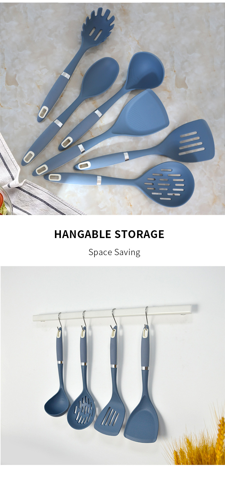 New Products Home And Kitchen Accessories 6pcs Heat Resistant Silicone Cooking Utensils Kitchen Set De Cuisine Wholesale