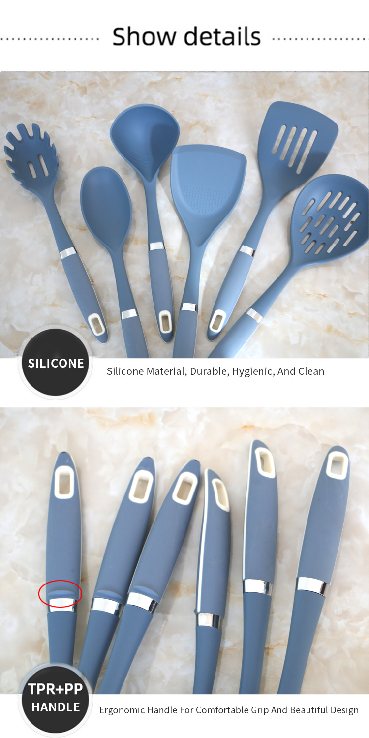 New Products Home And Kitchen Accessories 6pcs Heat Resistant Silicone Cooking Utensils Kitchen Set De Cuisine Wholesale