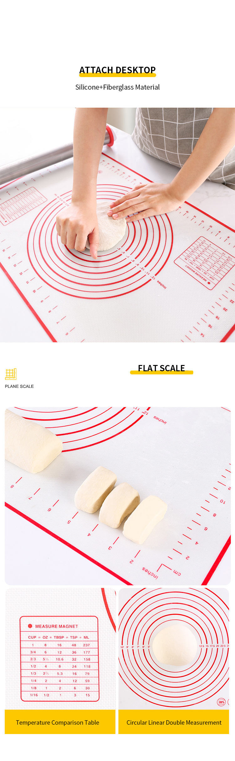 40x50/40X60 CM Large Silicone Pastry Mats Dough Silicon Cooking Baking Mat