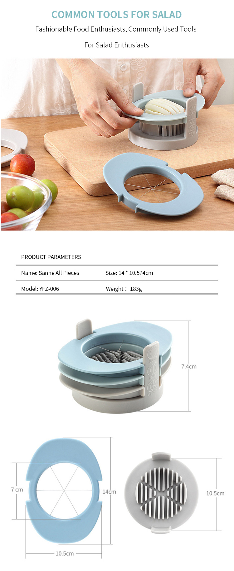 3 In 1 Manual Vegetable Chopper Cutter Slicer Kitchen Gadgets Stainless Steel Fruit Egg Cutter Slicer