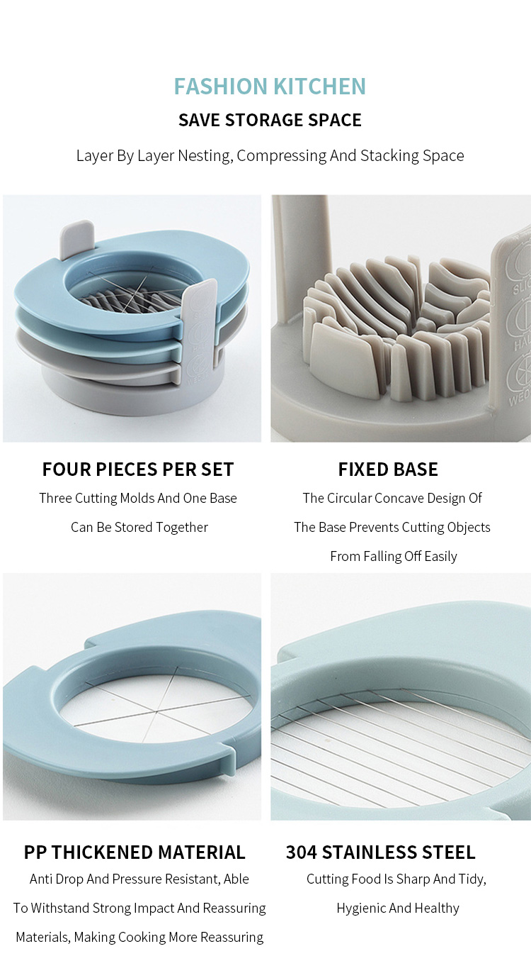 3 In 1 Manual Vegetable Chopper Cutter Slicer Kitchen Gadgets Stainless Steel Fruit Egg Cutter Slicer