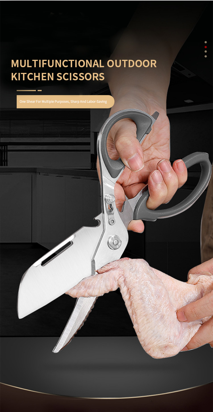2023 Multifunctional Meat Scissors Stainless Steel Kitchen Shears Chicken Bone Scissor With Nut Cracker