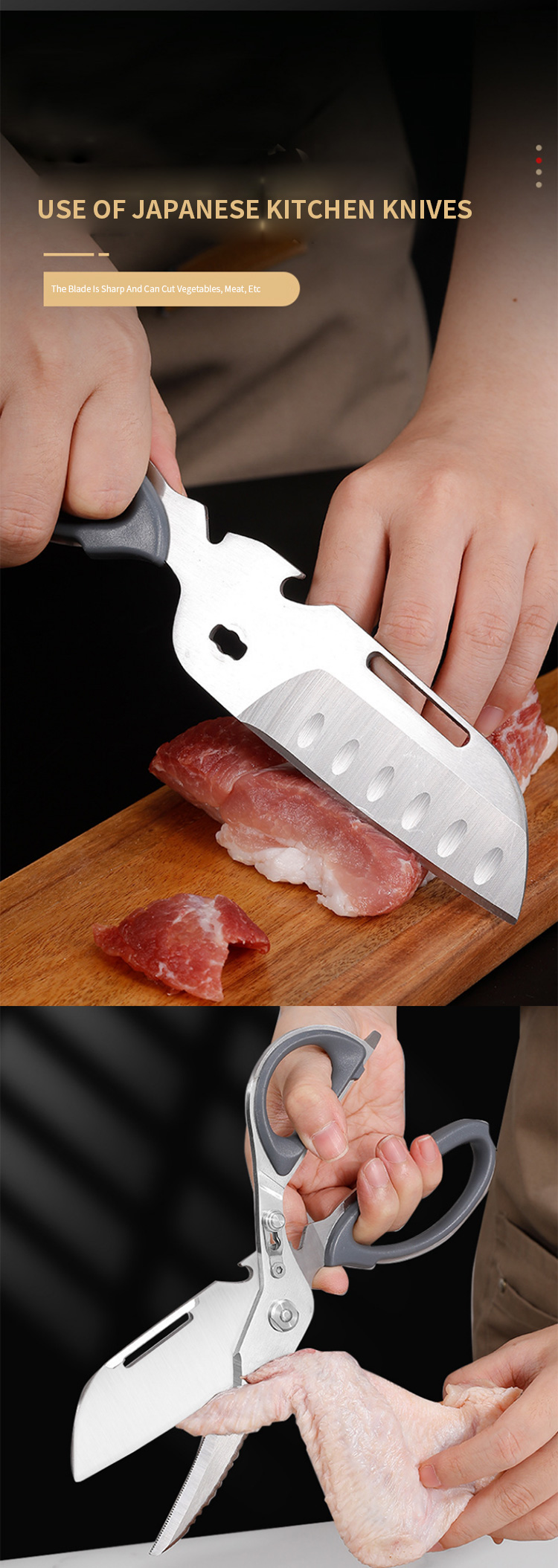 2023 Multifunctional Meat Scissors Stainless Steel Kitchen Shears Chicken Bone Scissor With Nut Cracker