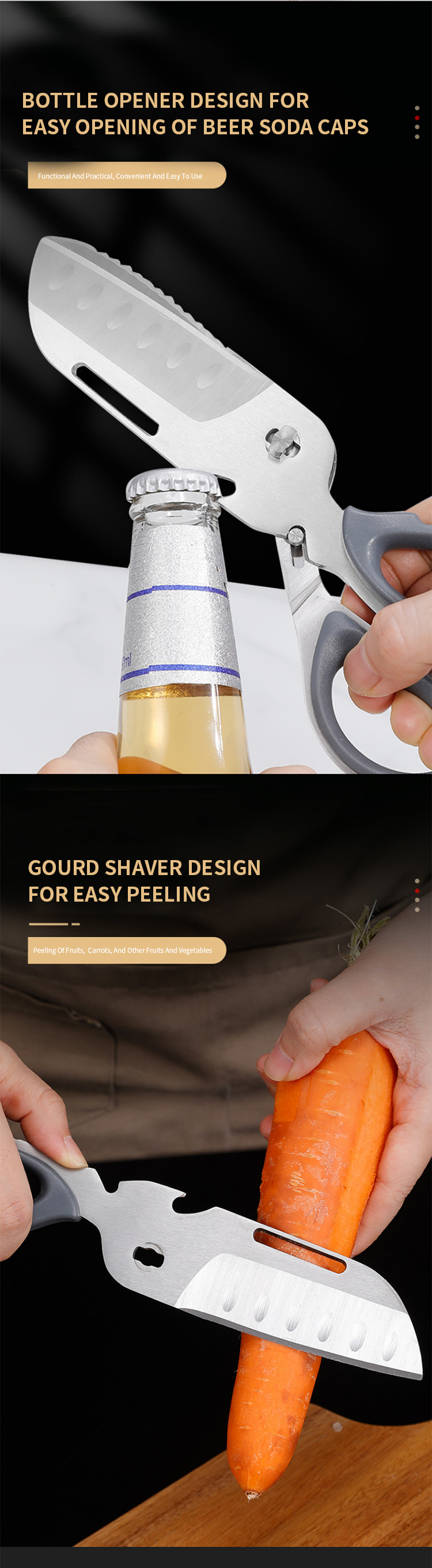 2023 Multifunctional Meat Scissors Stainless Steel Kitchen Shears Chicken Bone Scissor With Nut Cracker