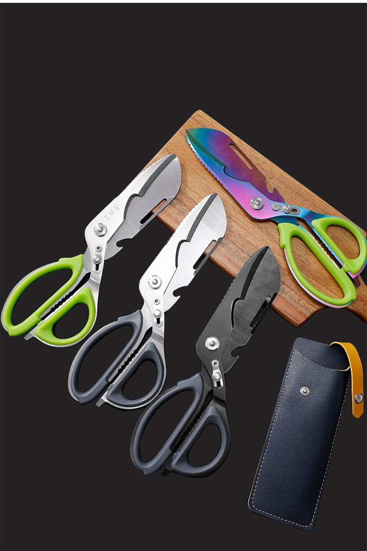 2023 Multifunctional Meat Scissors Stainless Steel Kitchen Shears Chicken Bone Scissor With Nut Cracker