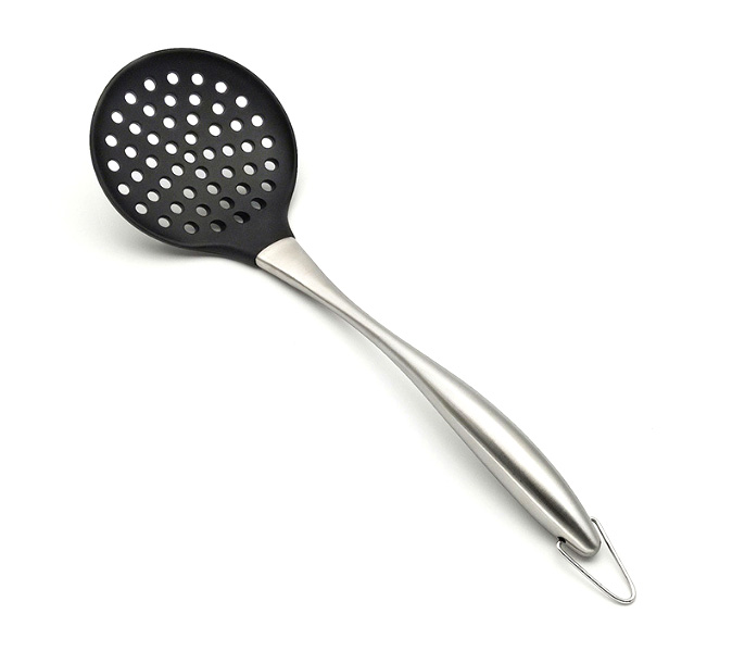 Best Selling Products 2023 in online Stainless Steel Hollow Handle Silicone Colander Skimmer Spoon