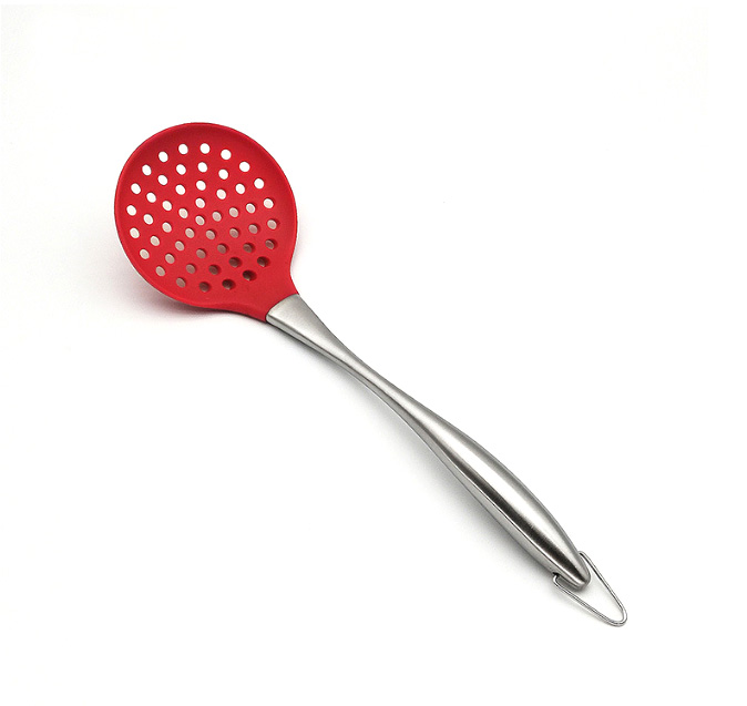 Best Selling Products 2023 in online Stainless Steel Hollow Handle Silicone Colander Skimmer Spoon