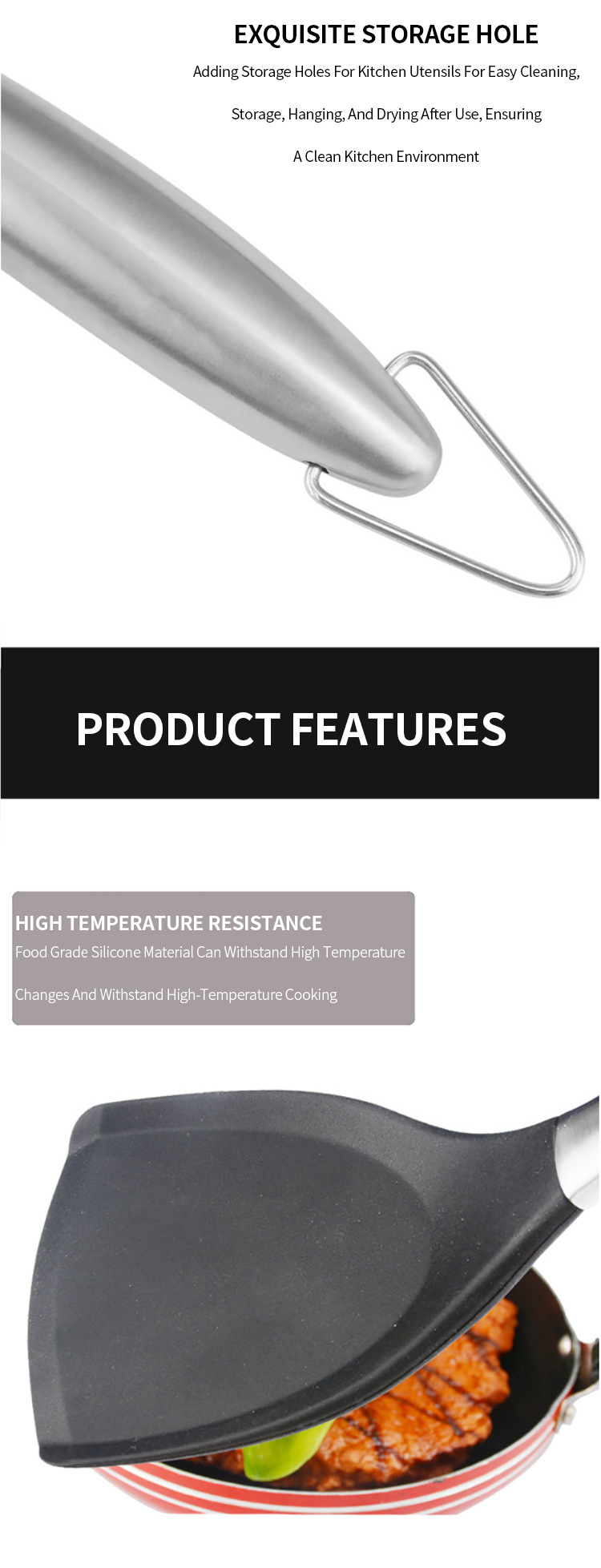 Silicone Spatula for Nonstick Cookware Cooking Utensil for Burger Pancake Turner Fish Spatula Cooking Turner