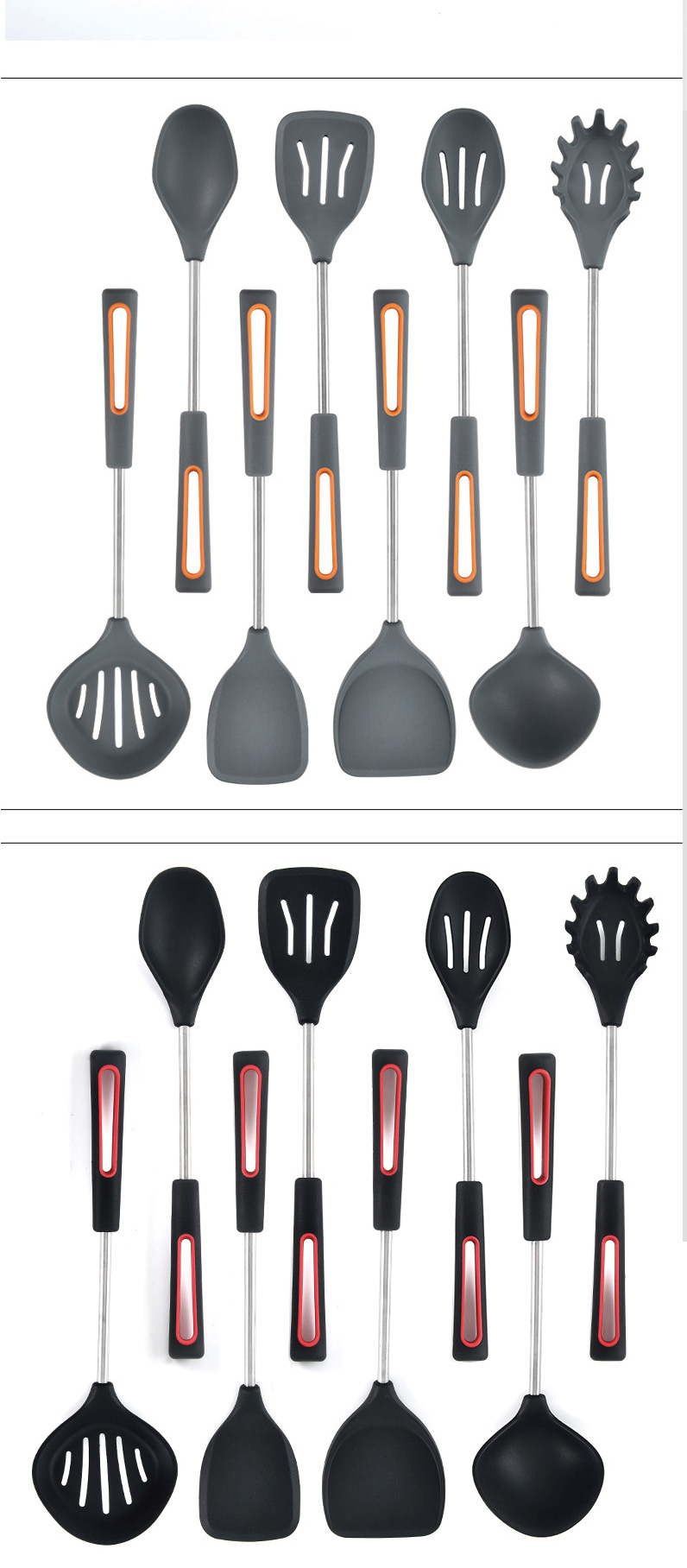 9-Piece Kitchen Set Stainless Steel Silicone Cooking Utensils with Eco-FriendlyNylon and 430 Stainless Steel Handles