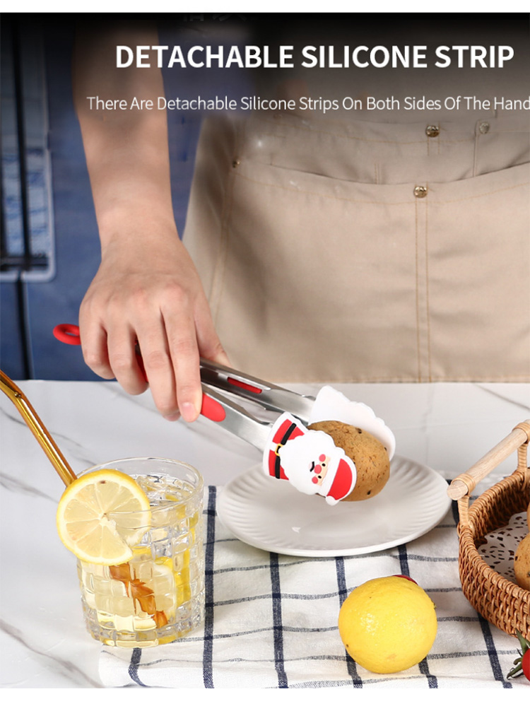 Hot Kitchen Utensil Christmas Items Food Clip Snowman Christmas Tree Silicone Food Tong