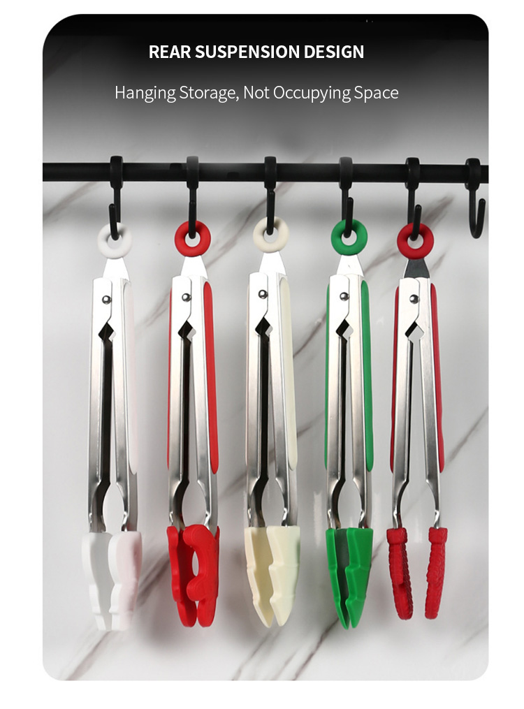 Christmas Food Tongs Kitchen Tongs Stainless Steel Food Clip With Silicone Tips for Cooking Non-Stick Heat Resistant BBQ Grill