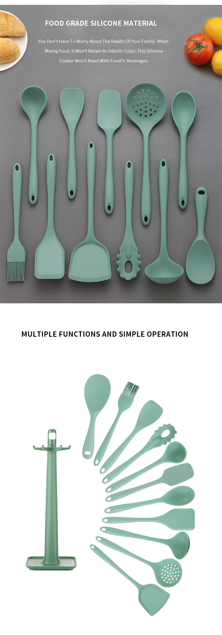 Kitchen Utensils Scraper Spoon Brush Shovel Multi-functional Cooking Silicone Spatula Baking Set Kitchen Accessories