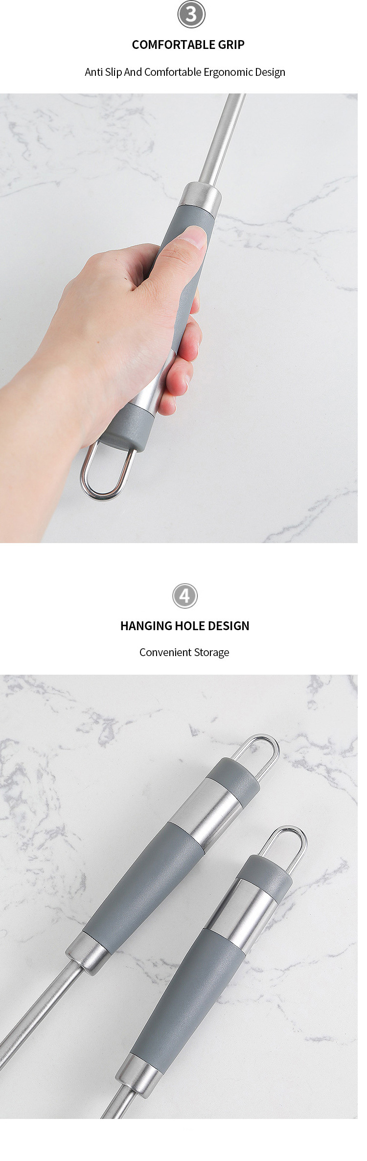 Heat Resistant Silicone Past Fork Spoon Spaghetti Strainer Server Spoon with Stainless steel Handle