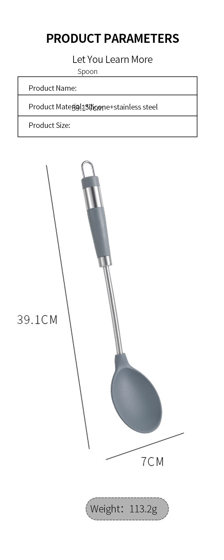 Factory Supply High Quality Silicone Cooking Kitchen Mixing Spoons