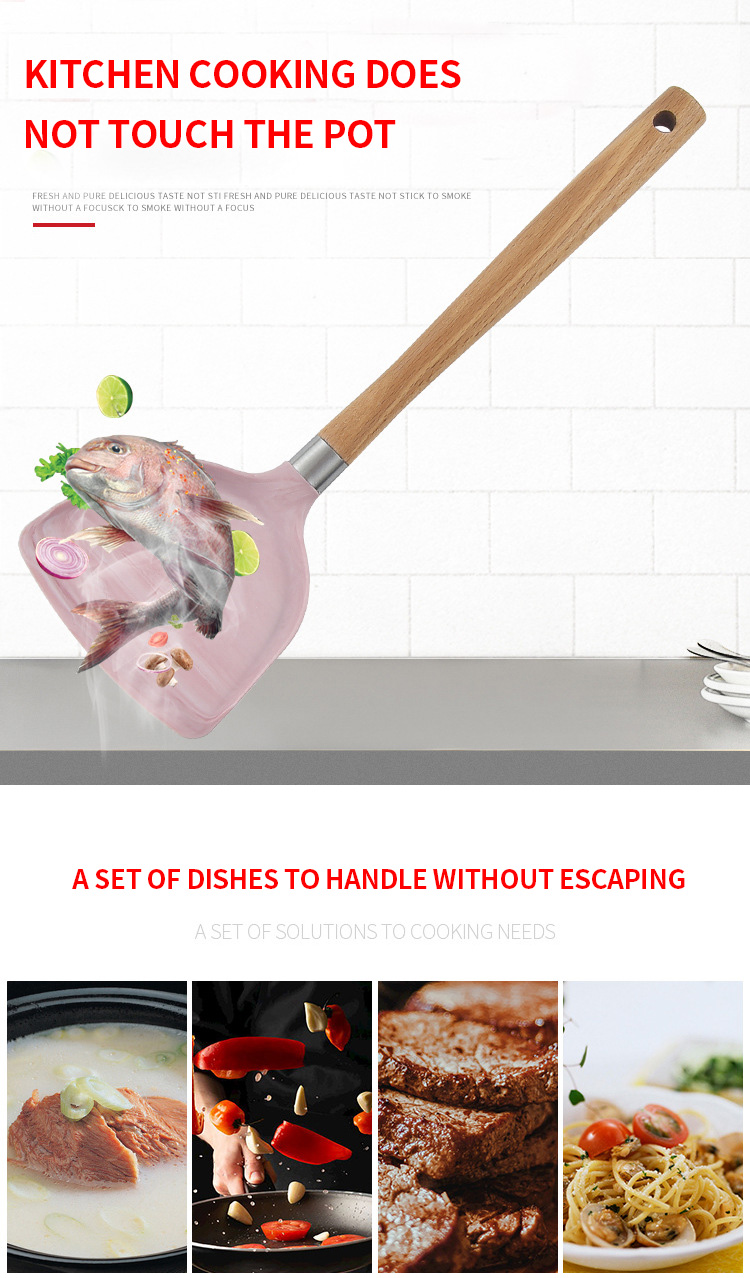 Customized Food Grade Silicone Non Stick Kitchen Cooking Utensils Accessories Silicone Turner Spatula