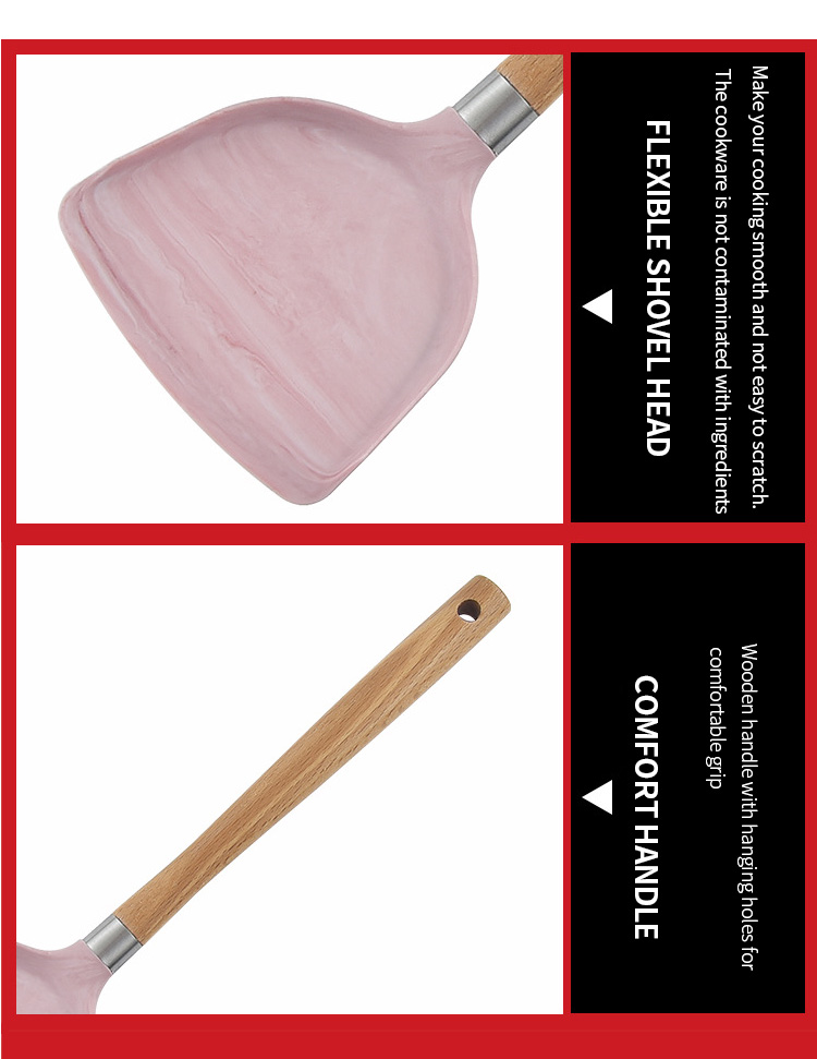 Customized Food Grade Silicone Non Stick Kitchen Cooking Utensils Accessories Silicone Turner Spatula