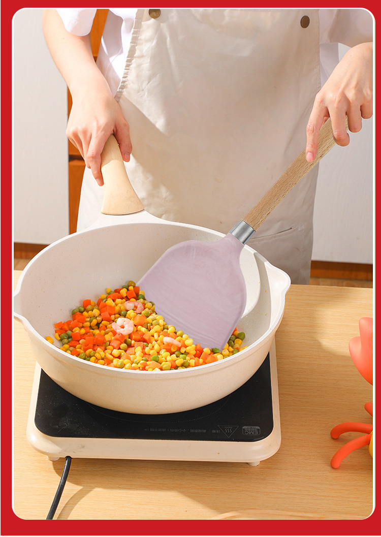 Customized Food Grade Silicone Non Stick Kitchen Cooking Utensils Accessories Silicone Turner Spatula