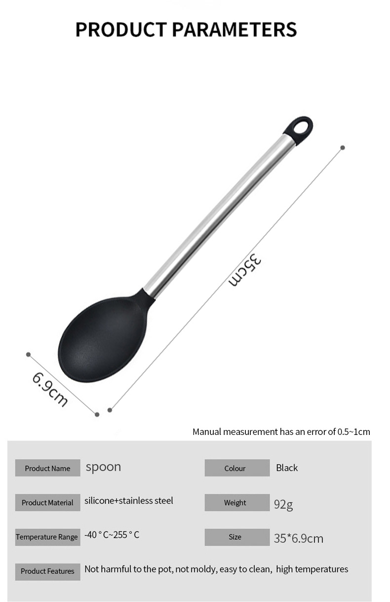 Friendly Stainless Steel Serving Spoon kitchen accessories Silicone Kitchen Cooking Serving Spoon