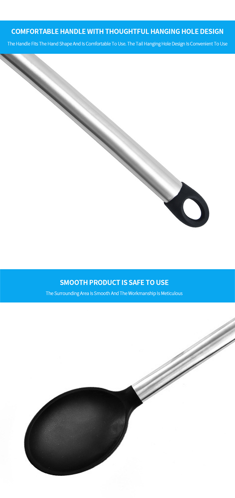 Friendly Stainless Steel Serving Spoon kitchen accessories Silicone Kitchen Cooking Serving Spoon