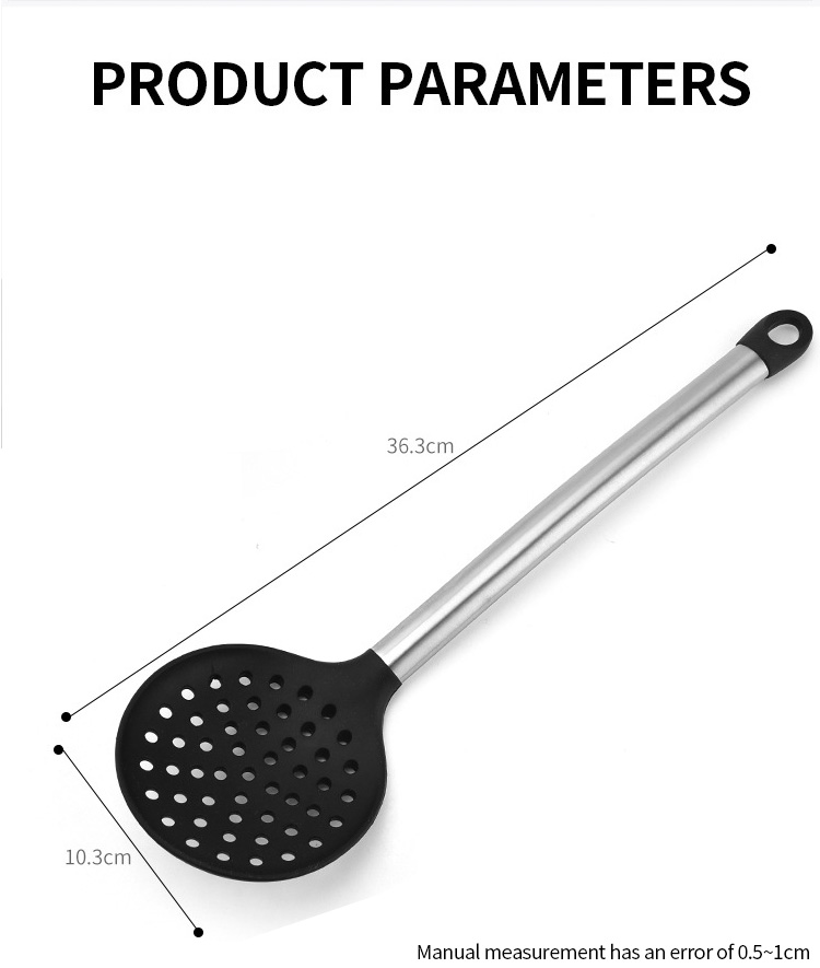 Silicone Slotted Spoon Kitchen accessories Non Stick Cooking Utensils Skimmer with Stainless steel handle