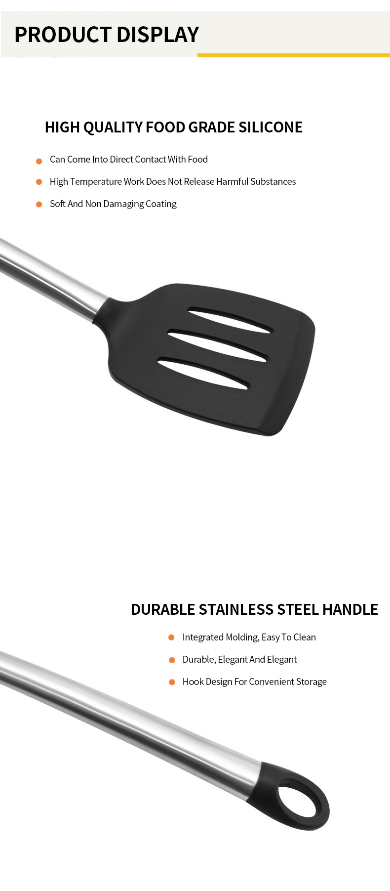 New Fashion Nonstick Turner Food Grade cooking slotted spatula kitchen utensil silicone turner