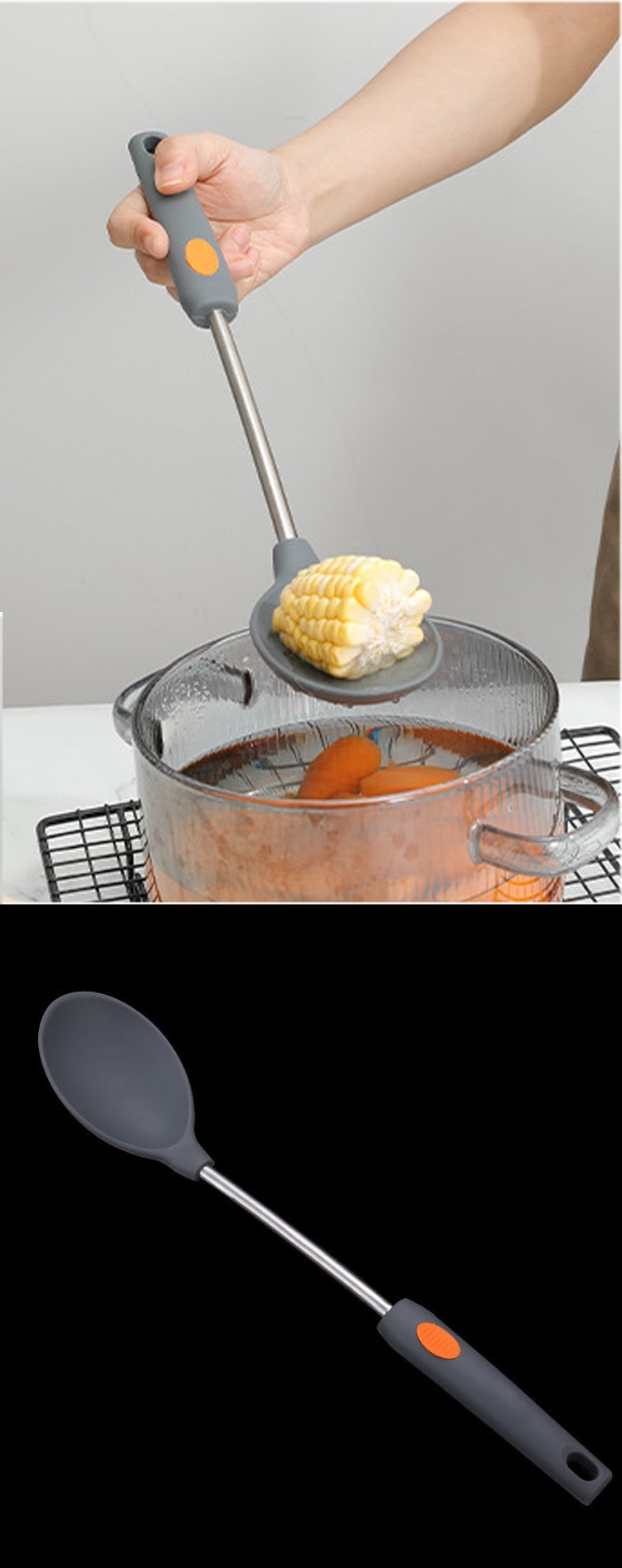 Food Grade Silicone Spoon High temperature Silicone Soup Spoon kitchen accessories server spoon