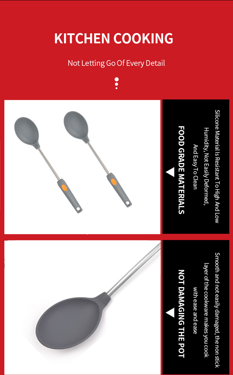 Food Grade Silicone Spoon High temperature Silicone Soup Spoon kitchen accessories server spoon