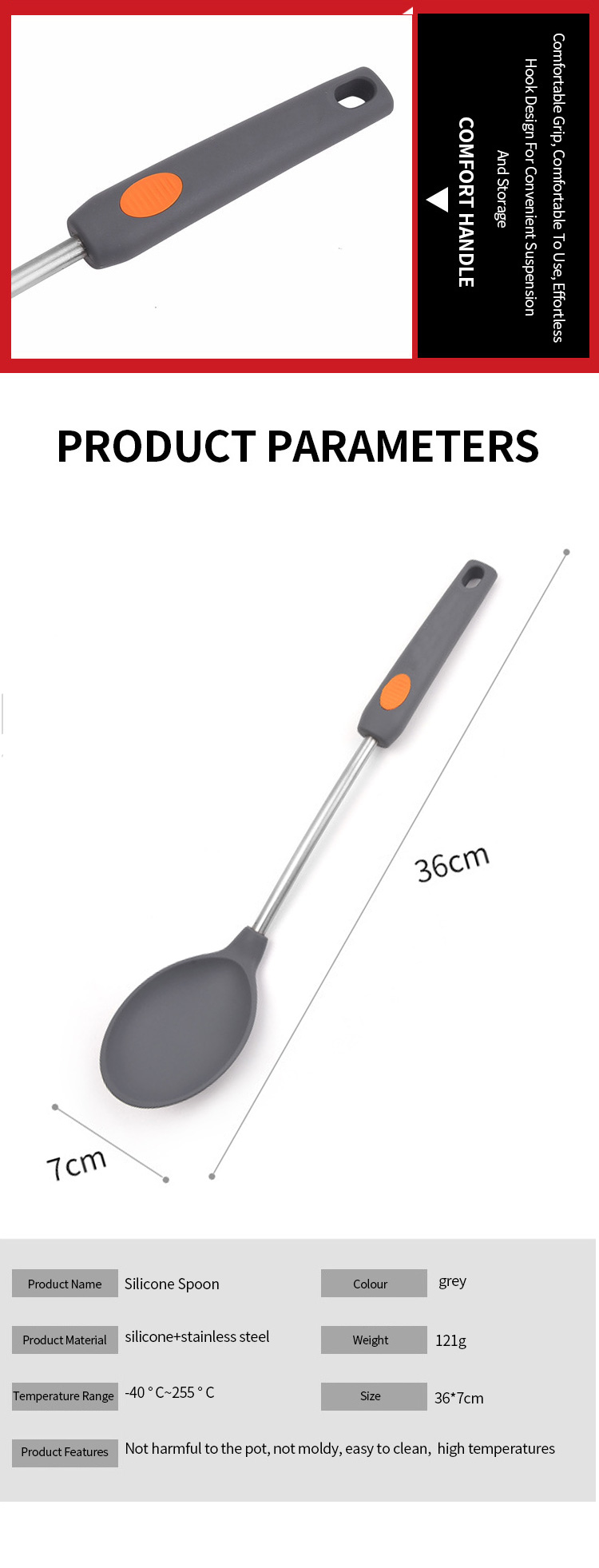 Food Grade Silicone Spoon High temperature Silicone Soup Spoon kitchen accessories server spoon